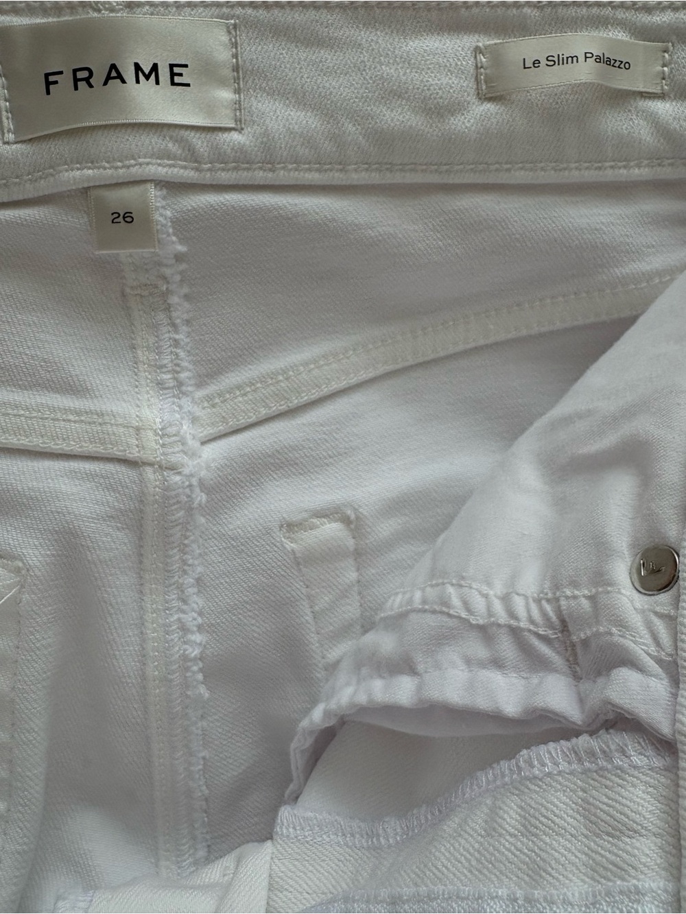 Frame Le Slim Palazzo Denim White Size 26 Blanc Full Length Jeans - Picture 9 of 10